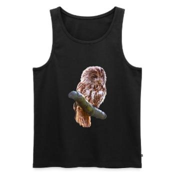 hibou - Débardeur bio Premium Homme - noir - Devant - Michal (187cm)