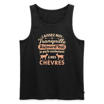je parle seulement à mes chèvres cadeau chèvre - Débardeur bio Premium Homme - noir - Devant - Michal (187cm)