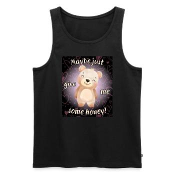 Cute teddy bear asks for honey - Men's Premium Organic Tank Top - black - Front - AI Model Male 178 light (178cm)