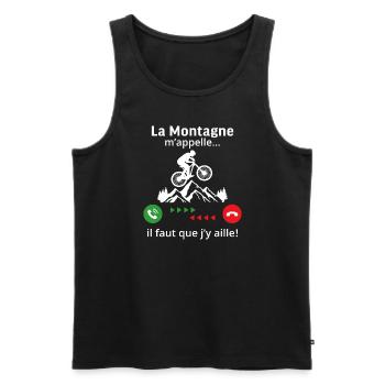 T-shirt vélo la montagne m'appelle Cadeau vtt - Débardeur bio Premium Homme - noir - Devant - Michal (187cm)