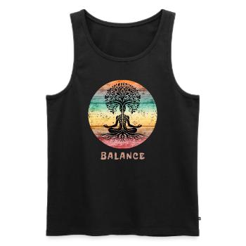 Balance Tree Lover Yoga Teacher - Men's Premium Organic Tank Top - black - Front - Michal (187cm)