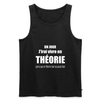 Un jour j'irai vivre en théorie t-shirt drôles - Débardeur bio Premium Homme - noir - Devant - Michal (187cm)