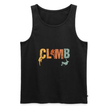 Retro Graphic Climbing Bouldering Rock Climber Mou - Men's Premium Organic Tank Top - black - Front - Michal (187cm)