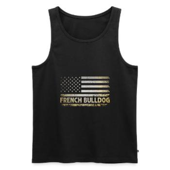 Drapeau Américain Bouledogue Français Patriote Frenchie Dog - Débardeur bio Premium Homme - noir - Devant - AI Model Male 178 light (178cm)