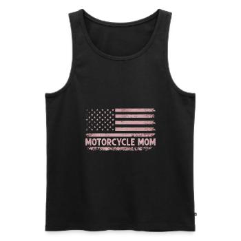 Drapeau Américain Moto Maman Patriote Motard Mère - Débardeur bio Premium Homme - noir - Devant - AI Model Male 178 light (178cm)
