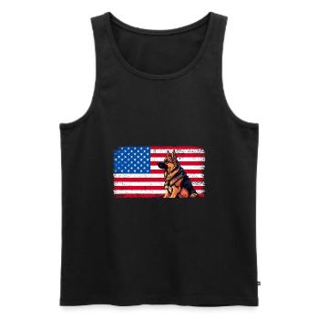 Amerikanische Flagge Deutscher Schäferhund Patriot America GSD - Männer Premium Bio Tank Top - Schwarz - Vorne - Michal (187cm)