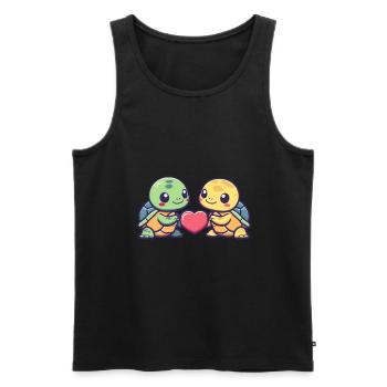 Schildkröte Paar Liebe Valentinstag - Männer Premium Bio Tank Top - Schwarz - Vorne - Michal (187cm)