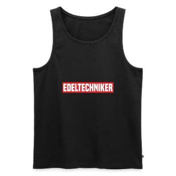 Edeltechniker Lustiger Kreisliga Spruch - Männer Premium Bio Tank Top - Schwarz - Vorne - Michal (187cm)