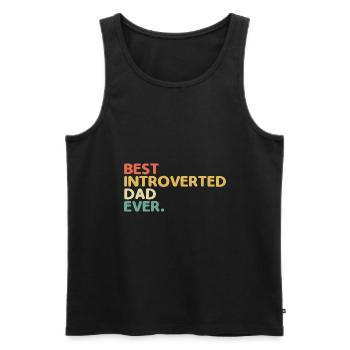Meilleur dicton de papa introverti pour les introvertis - Débardeur bio Premium Homme - noir - Devant - AI Model Male 178 light (178cm)