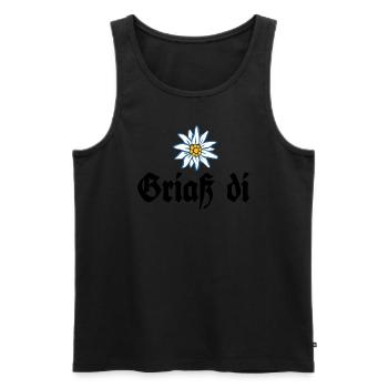 Griaß di - Alpen Edelweiß Gruß aus Bayern - Männer Premium Bio Tank Top - Schwarz - Vorne - Michal (187cm)