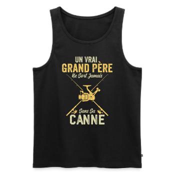 Un vrai Grand Père Pêcheur - Débardeur bio Premium Homme - noir - Devant - Michal (187cm)