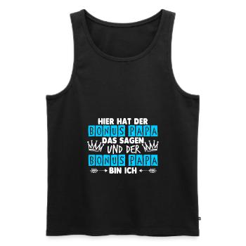 Stiefvater Bonus Papa Vatertag - Männer Premium Bio Tank Top - Schwarz - Vorne - Michal (187cm)