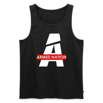 A WHITE - ARMED NATION RED BOX LOGO 2021 - Men's Premium Organic Tank Top - black - Front - AI Model Male 178 light (178cm)