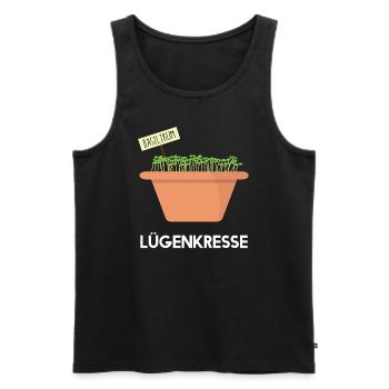 Lügenkresse - Kresse - Basilikum lügt - Männer Premium Bio Tank Top - Schwarz - Vorne - Michal (187cm)