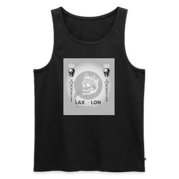 Crâne de voyageur en argent - Débardeur bio Premium Homme - noir - Devant - AI Model Male 178 light (178cm)