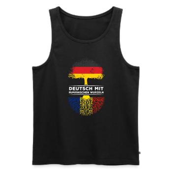 Deutsch mit Rumänischen Wurzeln Abstammung - Männer Premium Bio Tank Top - Schwarz - Vorne - AI Model Male 178 light (178cm)