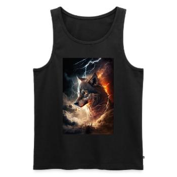Wolf Blitz Donner Epic Cool Episch Wölfe - Männer Premium Bio Tank Top - Schwarz - Vorne - AI Model Male 178 light (178cm)