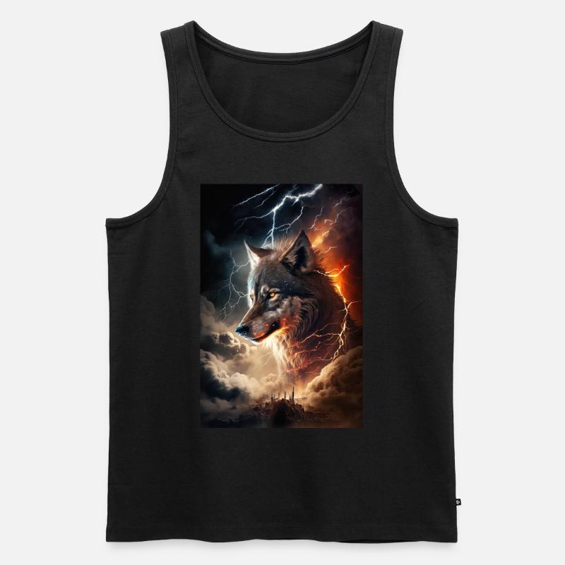 Wolf Blitz Thunder Epic Cool Epic Wolves - Débardeur bio Premium Homme - noir
