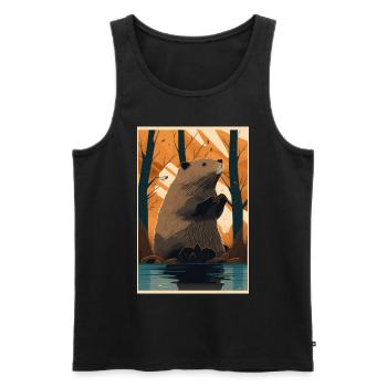 Biber Comic Manga Anime Style Tier Süß - Männer Premium Bio Tank Top - Schwarz - Vorne - AI Model Male 178 light (178cm)