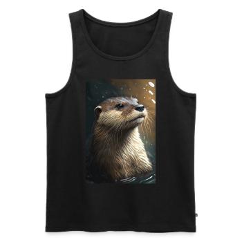 Otter Realistisch Cool Tier - Männer Premium Bio Tank Top - Schwarz - Vorne - Michal (187cm)