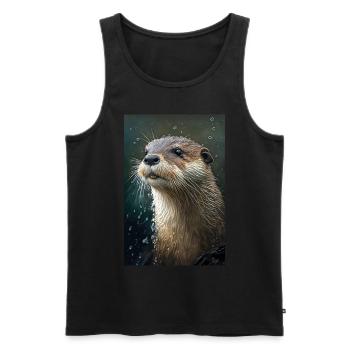 Otter Realistic Cartoon Anime Rain - Men's Premium Organic Tank Top - black - Front - Michal (187cm)