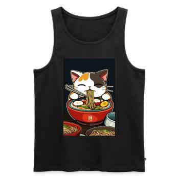 Cat Japanese Ramen Otaku Anime - Men's Premium Organic Tank Top - black - Front - Michal (187cm)