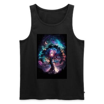 Tree Galaxy Stars Mystical Fantasy Northern Lights - Men's Premium Organic Tank Top - black - Front - AI Model Male 178 light (178cm)