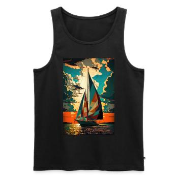Boat Sailboat Ocean Art Sailing - Men's Premium Organic Tank Top - black - Front - AI Model Male 178 light (178cm)