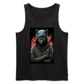 Ninja Katze Japan - Männer Premium Bio Tank Top - Schwarz - Vorne - AI Model Male 178 light (178cm)