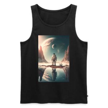 Astronaut Desert Landscape Moon Space Space - Men's Premium Organic Tank Top - black - Front - Michal (187cm)