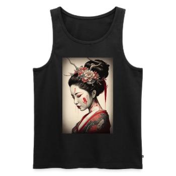Geisha Portrait Japanese Kimono Traditionrlles - Men's Premium Organic Tank Top - black - Front - AI Model Male 178 light (178cm)