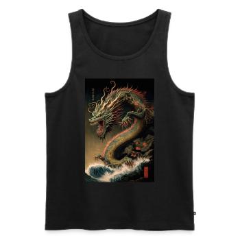 Japanischer Drache Wellen Japan Monster - Männer Premium Bio Tank Top - Schwarz - Vorne - AI Model Male 178 light (178cm)