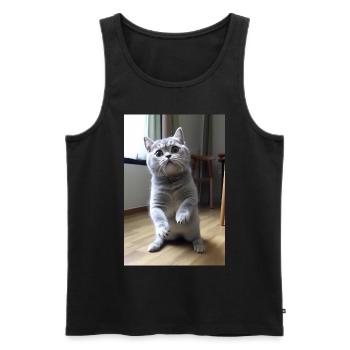 Funny cute cat - Men's Premium Organic Tank Top - black - Front - AI Model Male 178 light (178cm)