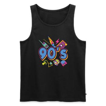 90s Theme Party 1990s Nineties Costume - Men's Premium Organic Tank Top - black - Front - AI Model Male 178 light (178cm)