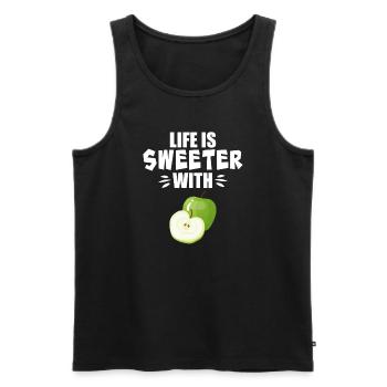 Life Is Sweeter With Apple - Men's Premium Organic Tank Top - black - Front - AI Model Male 178 light (178cm)