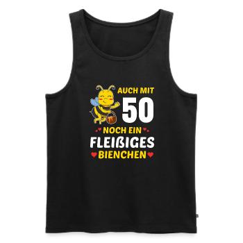 Imker 50. Geburtstag Bienen Fleißiges Bienchen - Männer Premium Bio Tank Top - Schwarz - Vorne - Michal (187cm)