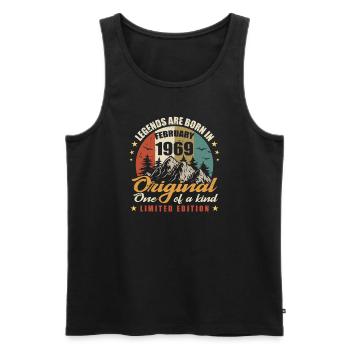 Originelle Legenden werden im Februar 1969 🎉 geboren - Männer Premium Bio Tank Top - Schwarz - Vorne - Michal (187cm)
