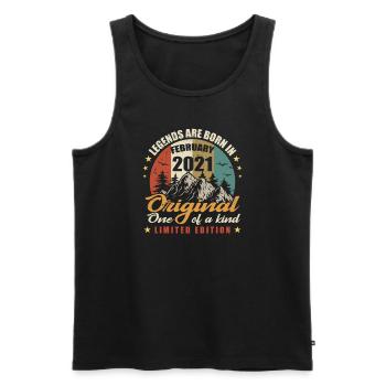 Originelle Legenden werden im Februar 2021 geboren - LE 🎉 - Männer Premium Bio Tank Top - Schwarz - Vorne - Michal (187cm)