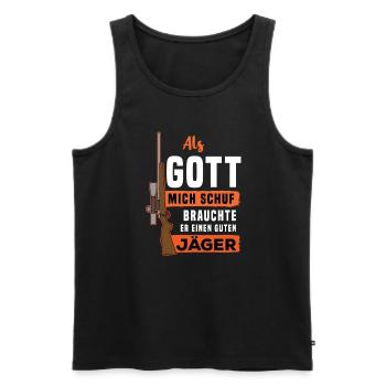 Als Gott Mich Schuf Brauchte Er Einen Guten Jäger - Männer Premium Bio Tank Top - Schwarz - Vorne - Michal (187cm)