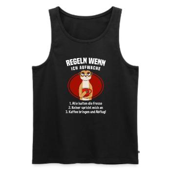 Morgenmuffel Kaffee Regeln Wenn Ich Aufwache - Männer Premium Bio Tank Top - Schwarz - Vorne - Michal (187cm)