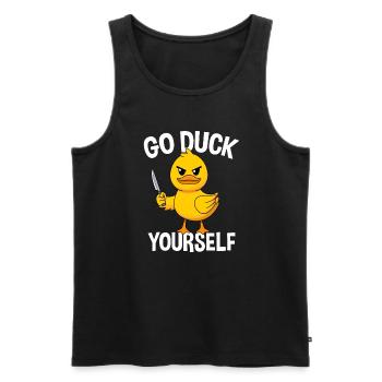 Go Duck Yourself Ente Mit Messer - Männer Premium Bio Tank Top - Schwarz - Vorne - AI Model Male 178 light (178cm)
