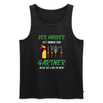 Garten Outfit Der Mörder ist immer der Gärtner - Männer Premium Bio Tank Top - Schwarz - Vorne - AI Model Male 178 light (178cm)