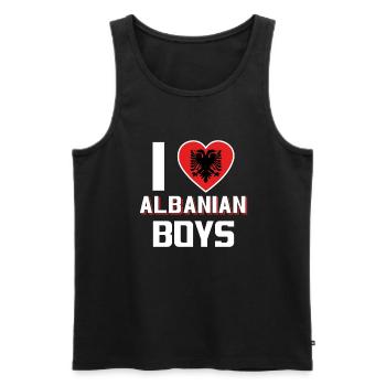 I Love Albanian Boy Nationalität Albanerin - Männer Premium Bio Tank Top - Schwarz - Vorne - Michal (187cm)