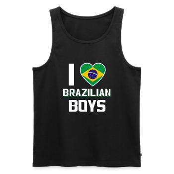 J’aime les garçons brésiliens Nationalité brésilienne - Débardeur bio Premium Homme - noir - Devant - AI Model Male 178 light (178cm)