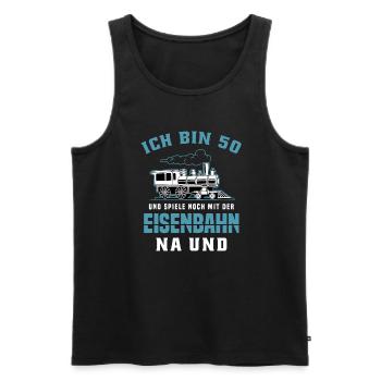 Dampfzug Zugführer Lokomotive 50 Geburtstag - Männer Premium Bio Tank Top - Schwarz - Vorne - AI Model Male 178 light (178cm)