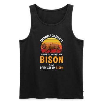 Büffel Rind Retro Bison - Männer Premium Bio Tank Top - Schwarz - Vorne - AI Model Male 178 light (178cm)