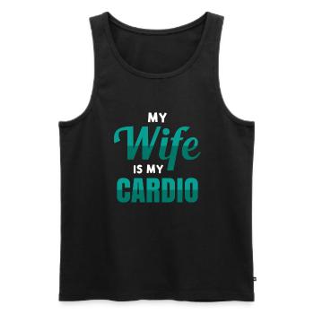 Fitness Endurance Training My Wife Is My Cardio - Men's Premium Organic Tank Top - black - Front - Michal (187cm)