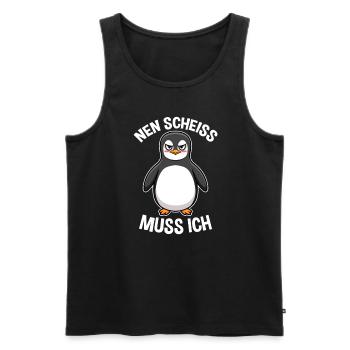 Nen Scheiss muss ich Pinguin Frecher Spruch - Männer Premium Bio Tank Top - Schwarz - Vorne - Michal (187cm)