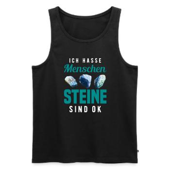 Ich Hasse Menschen Steine Sind Ok - Männer Premium Bio Tank Top - Schwarz - Vorne - Michal (187cm)