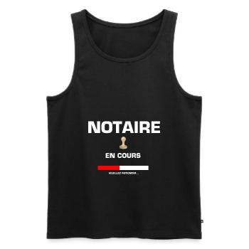 notaire en cours veuillez patienter métier humour - Débardeur bio Premium Homme - noir - Devant - AI Model Male 178 light (178cm)